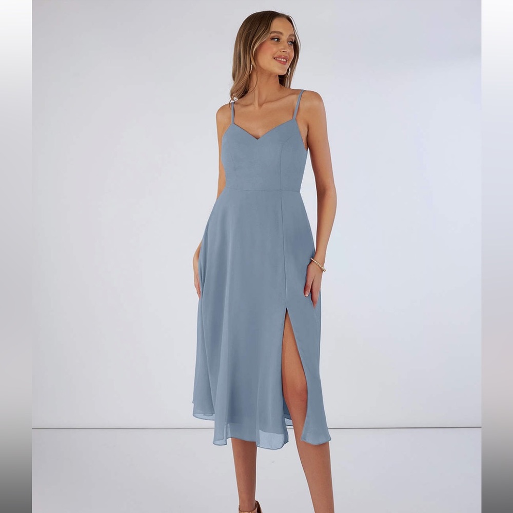 Azazie Clarissa Dusty Blue size 10